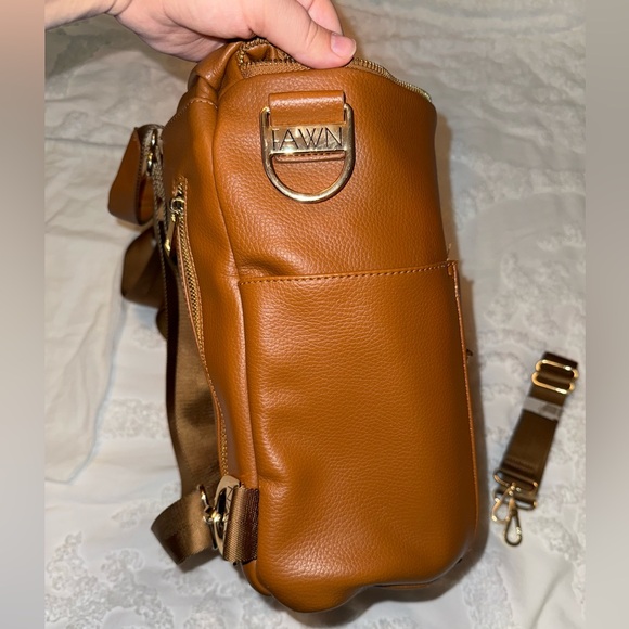 Fawn Design Brown Leather Backpack Diaper Bag - Picture 8 of 16